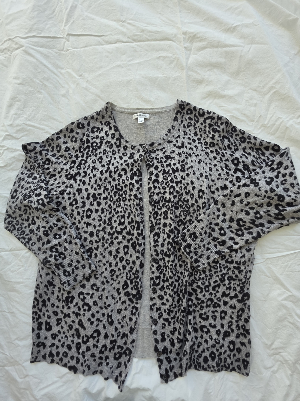 Charter Club Gray Leopard-Print Cardigan Jacket